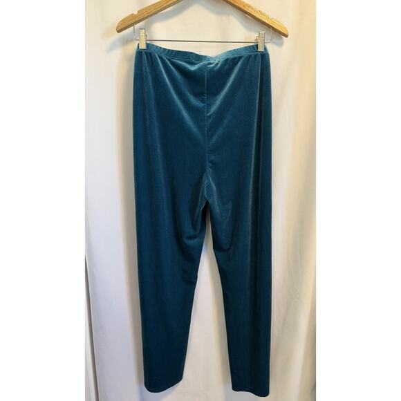Chico's Travelers | Pant Velvet No Tummy Wide Leg Shortened Pull On Teal Sz 3/16 - Picture 4 of 6